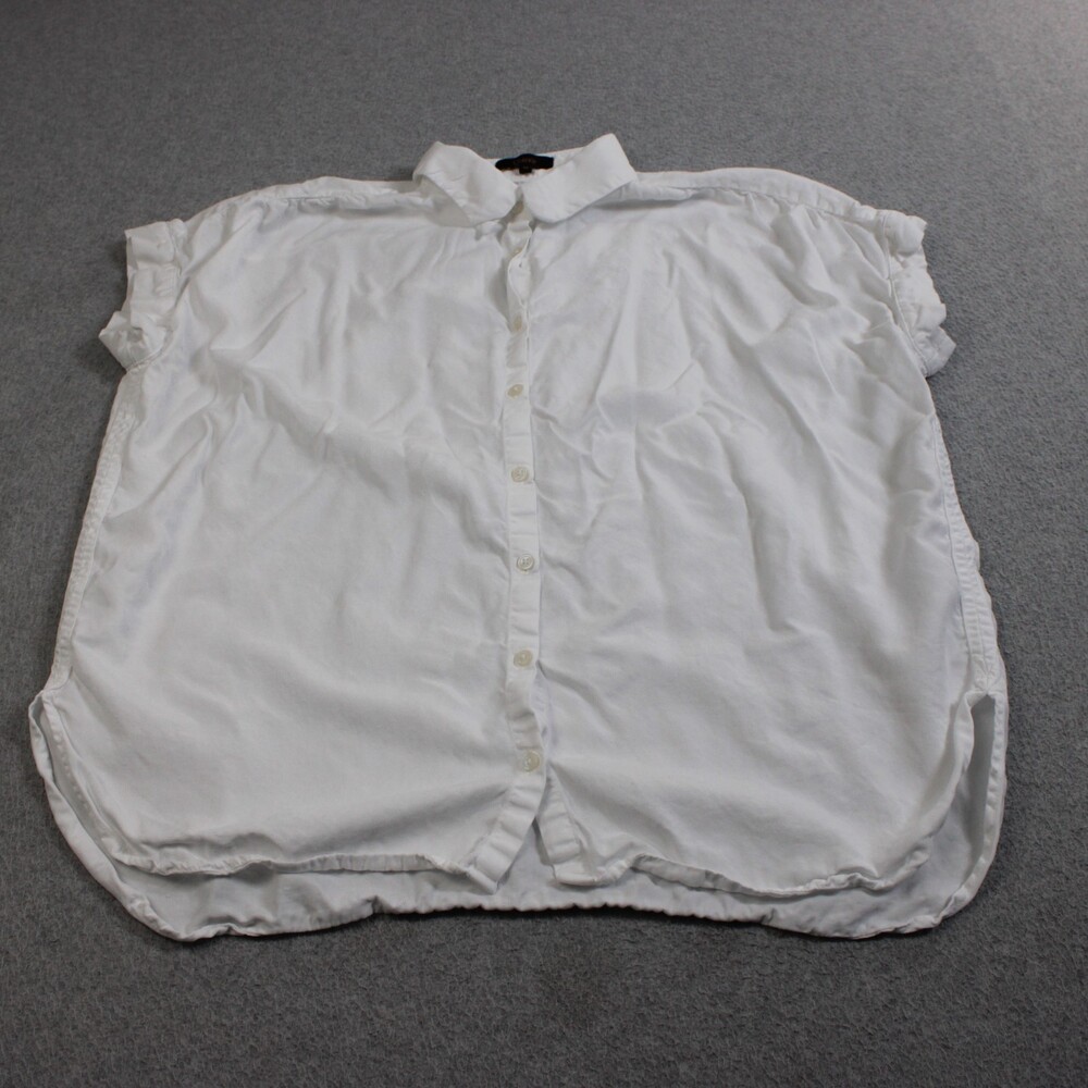 Quince Shirt Women Medium White Button Tunic Lyocell Lightweight Boxy Office